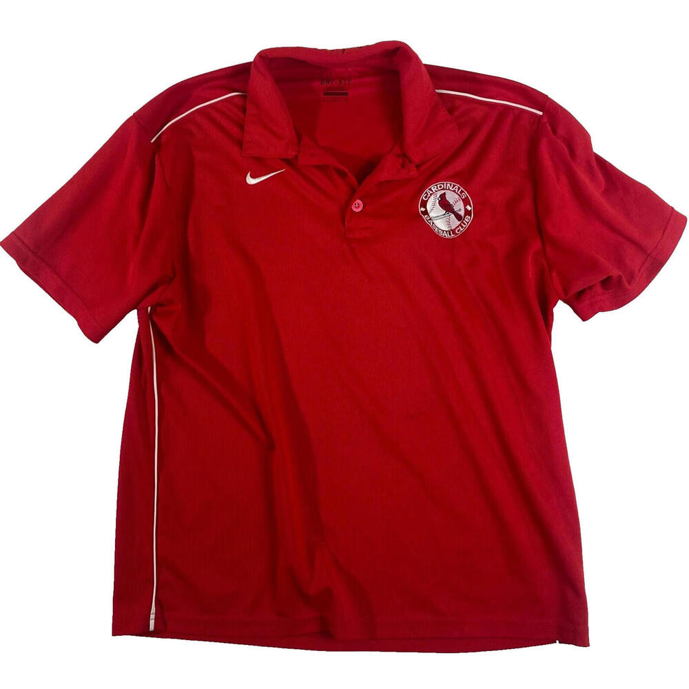 Nike Dri Fit St Louis‎ Cardinals Short Sleeve Polo Shirt L Baseball Logo Red